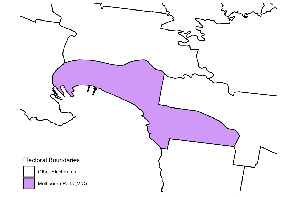 Some of the electoral boundaries in NSW for 2013, with the electoral boundary for Hume, shown in purple.